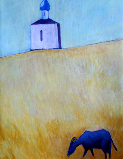 Portrait of a lonely goat in Izborsk Acrylic on Canvas